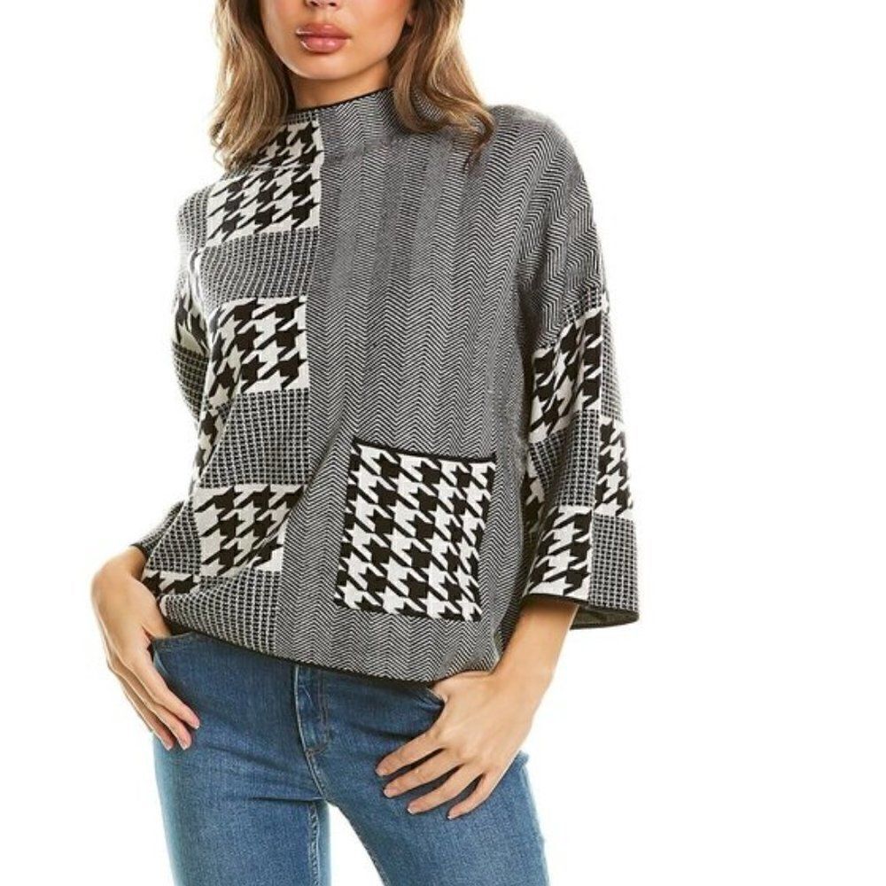 GABBY ISABELLA AMELIA HOUNDSTOOTH SWEATER, Size XL
